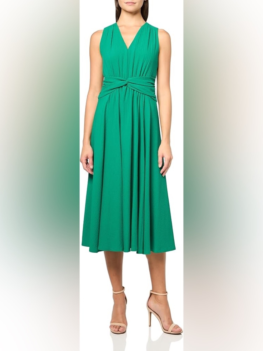 Calvin Klein Green V-Neck Knotted Waist Maxi Dress - Picture 7 of 7